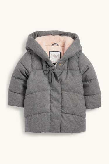 Baby Mädchen - Baby-Steppmantel mit Kapuze - grau