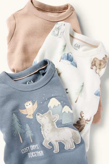 Baby Boys - Multipack of 3 - wild animals - baby sweatshirt - blue / beige