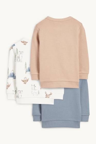 Baby Boys - Multipack of 3 - wild animals - baby sweatshirt - blue / beige
