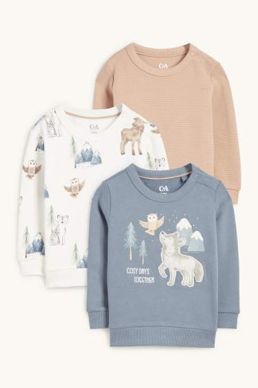 Baby Boys - Multipack of 3 - wild animals - baby sweatshirt - blue / beige