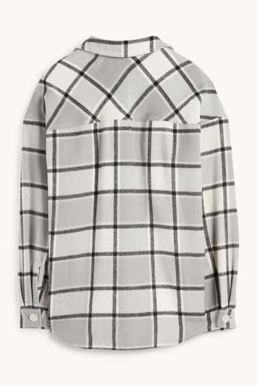 Enfants filles - Veste-chemise en flanelle - à carreaux - gris clair