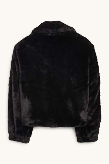 Femmes - Veste en imitation fourrure - noir