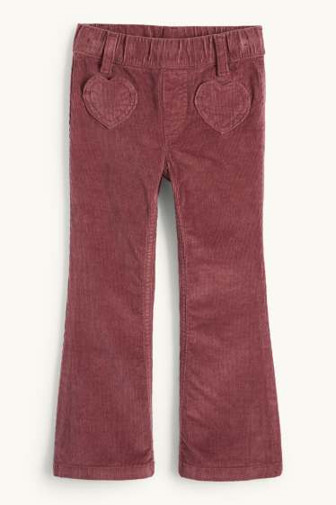 Kinder Mädchen - Herz - Cordhose - bordeaux