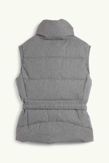 Femmes - Doudoune sans manches avec ceinture - gris