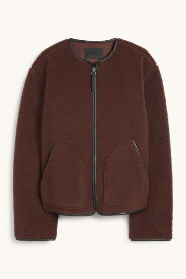 Dámské - Teddy bunda - tmavohnědá