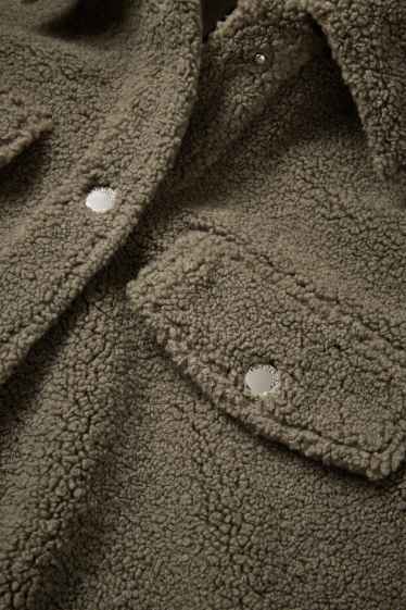 Dames - Shacket van teddybont - groen