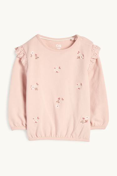 Nadó nena - Floretes - dessuadora per a nadó - brodat anglès - rosa