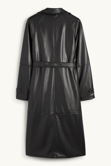 Damen - Mantel - Lederimitat - schwarz