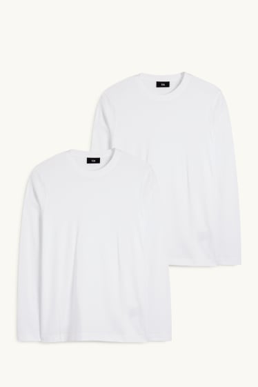Heren - Set van 2 - longsleeve - wit