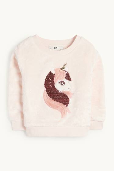 Kinder Mädchen - Einhorn - Sweatshirt - Glanz-Effekt - rosa