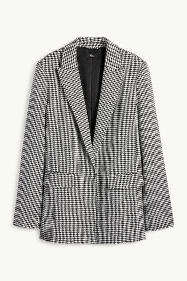 Dona - Longblazer - regular fit - de quadres - negre/blanc