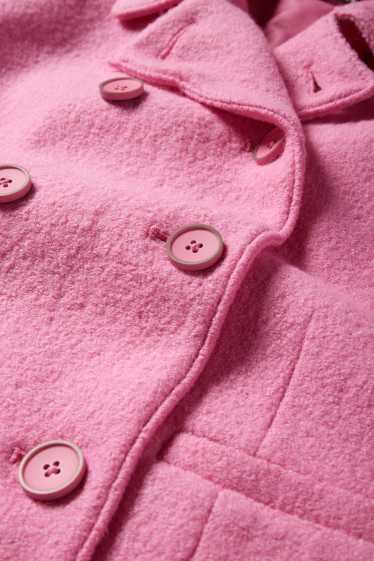 Femmes - Blazer de bureau en finition bouclé - regular fit - laine mélangée - rose