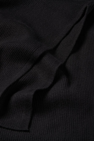 Women - Bodycon dress - ribbed - black