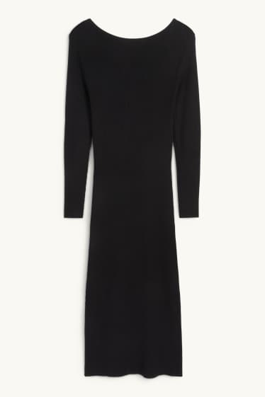Women - Bodycon dress - ribbed - black