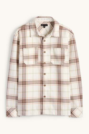 Nen - Sobrecamisa de franel·la - de quadres - marró clar