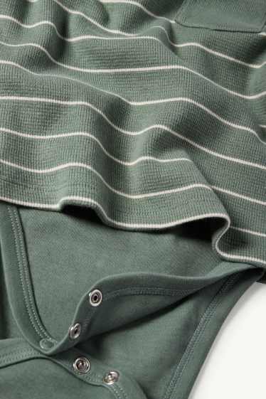 Bébés garçons - Body bébé - look 2-en-1 - à rayures - finition texturée - vert
