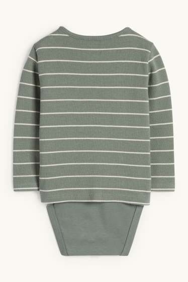 Bébés garçons - Body bébé - look 2-en-1 - à rayures - finition texturée - vert