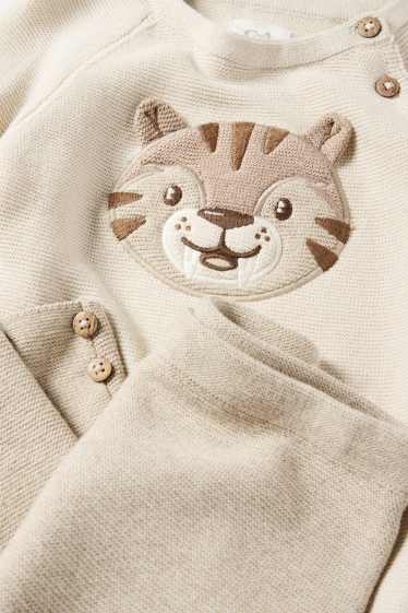 Baby Boys - Tiger - baby outfit - 2 piece - ribbed - light beige