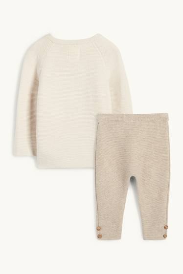 Baby Boys - Tiger - baby outfit - 2 piece - ribbed - light beige