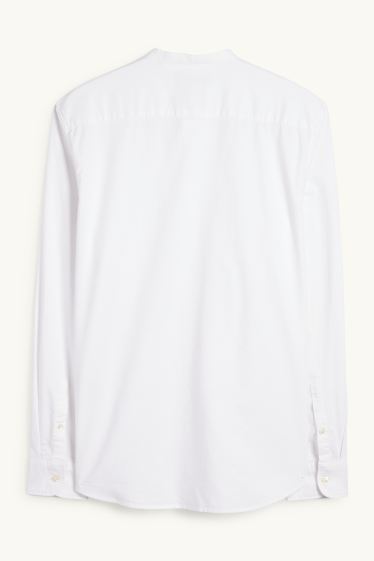 Herren - Hemd - Regular Fit - Stehkragen - weiß