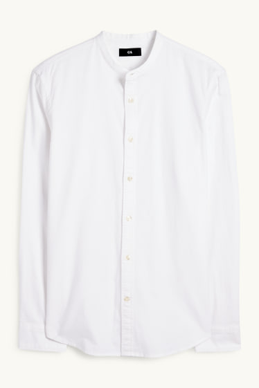 Herren - Hemd - Regular Fit - Stehkragen - weiß