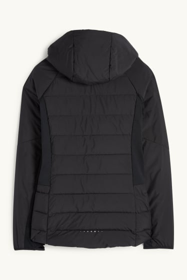 Femei - Jachetă matlasată sport cu glugă - negru