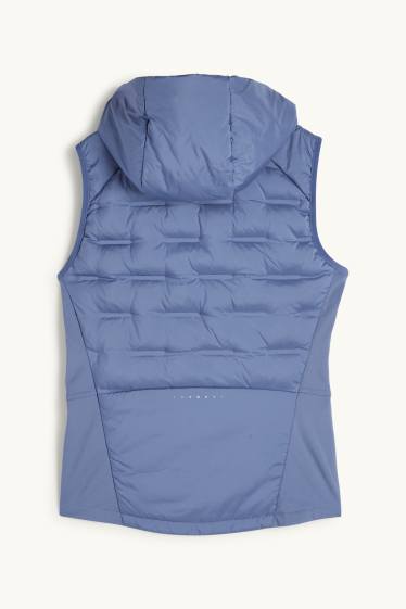 Femmes - Doudoune sans manches de sport avec capuche - bleu