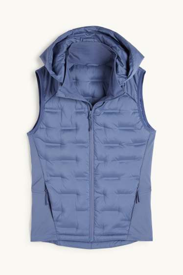 Femmes - Doudoune sans manches de sport avec capuche - bleu