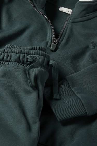 Bambini - Dinosauri - set - felpa e pantaloni sportivi - 2 pezzi - verde scuro