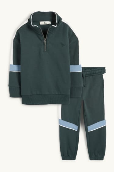 Bambini - Dinosauri - set - felpa e pantaloni sportivi - 2 pezzi - verde scuro