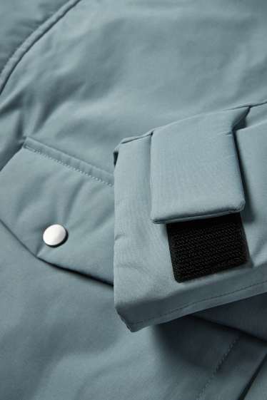 Pánské - Bunda s kapucí - s výplní - vodotěsná - světle modrá