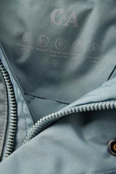 Pánské - Bunda s kapucí - s výplní - vodotěsná - světle modrá