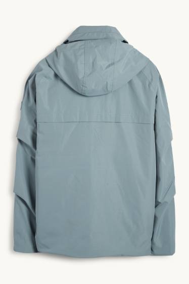 Pánské - Bunda s kapucí - s výplní - vodotěsná - světle modrá