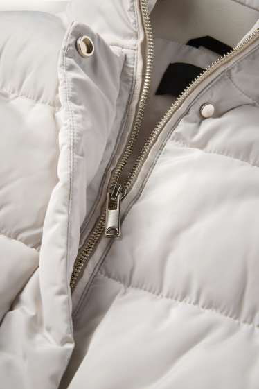 Femmes - Doudoune sans manches avec ceinture - gris clair