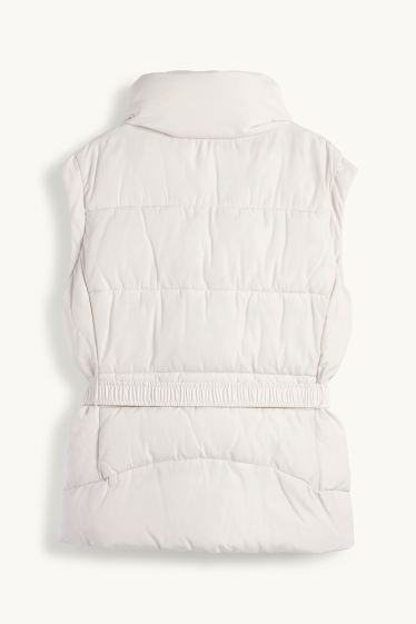 Femmes - Doudoune sans manches avec ceinture - gris clair