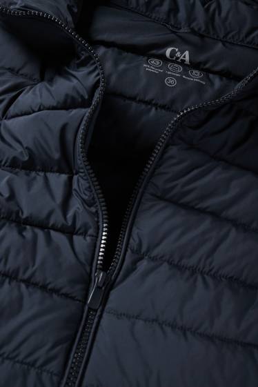 Women - Quilted coat with hood - dark blue
