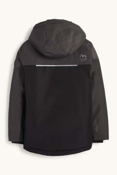 Enfants garçons - Manteau de pluie à capuche - rembourré - imperméable - noir