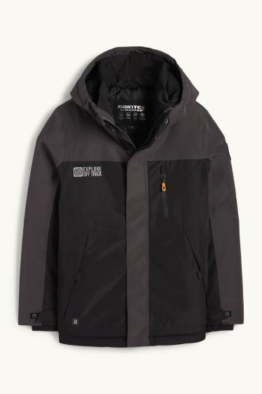 Enfants garçons - Manteau de pluie à capuche - rembourré - imperméable - noir