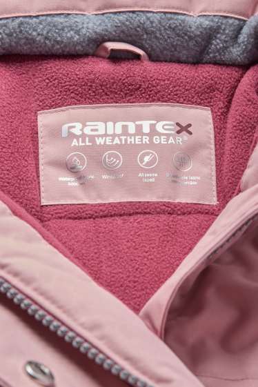 Kinder Mädchen - Regenjacke mit Kapuze - gefüttert - wasserdicht - rosa