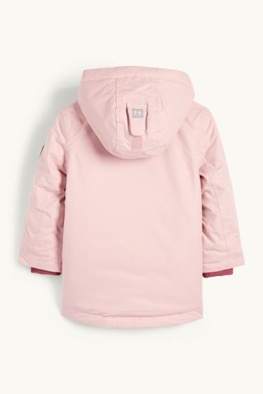 Kinder Mädchen - Regenjacke mit Kapuze - gefüttert - wasserdicht - rosa
