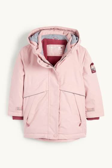 Kinder Mädchen - Regenjacke mit Kapuze - gefüttert - wasserdicht - rosa