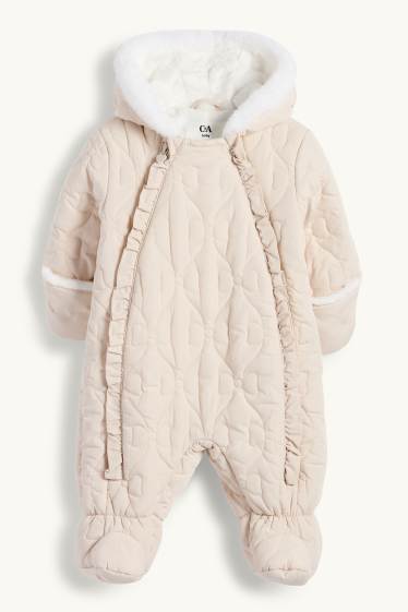 Baby: meisjes - Babysneeuwpak met capuchon - crèmekleurig