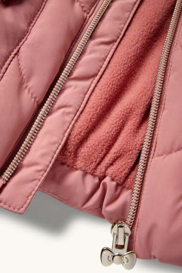 Neonate - Motivo fiocco - giacca trapuntata neonate con cappuccio - idrorepellente - rosa scuro