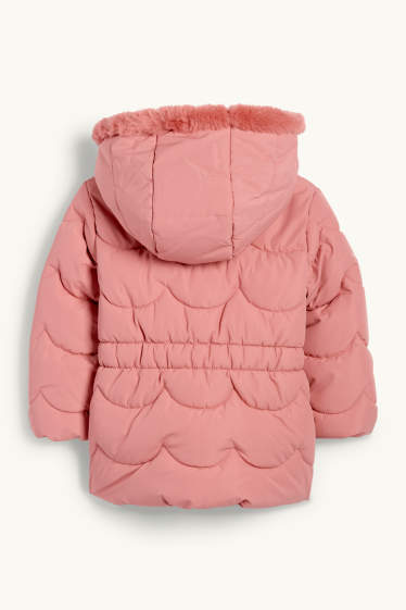 Neonate - Motivo fiocco - giacca trapuntata neonate con cappuccio - idrorepellente - rosa scuro