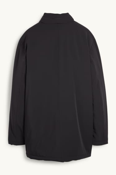 Heren - Mantel met capuchon - gevoerd - zwart