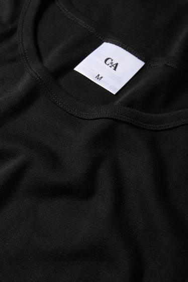 Hommes - Lot de 2 - maillots de corps - fines côtes - noir