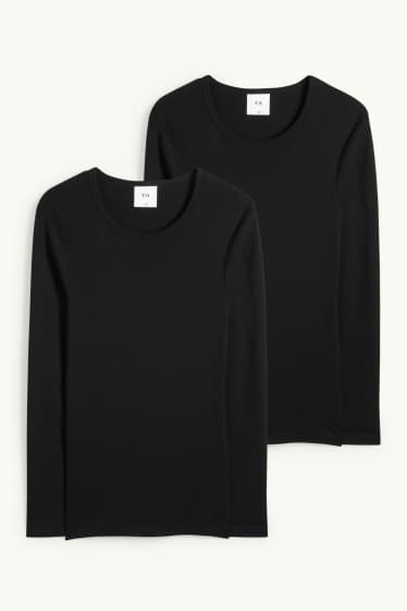 Hommes - Lot de 2 - maillots de corps - fines côtes - noir