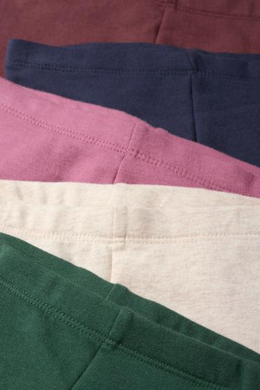 Enfants filles - Lot de 5 - fleur - leggings chauds - vert foncé