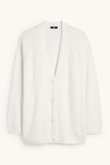 Dona - Jaqueta de punt - acanalada - blanc
