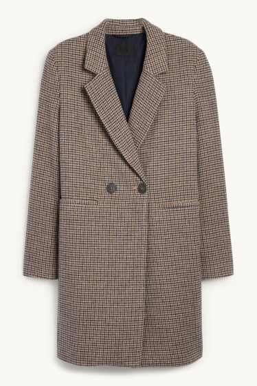 Dames - Mantel - geruit - bruin